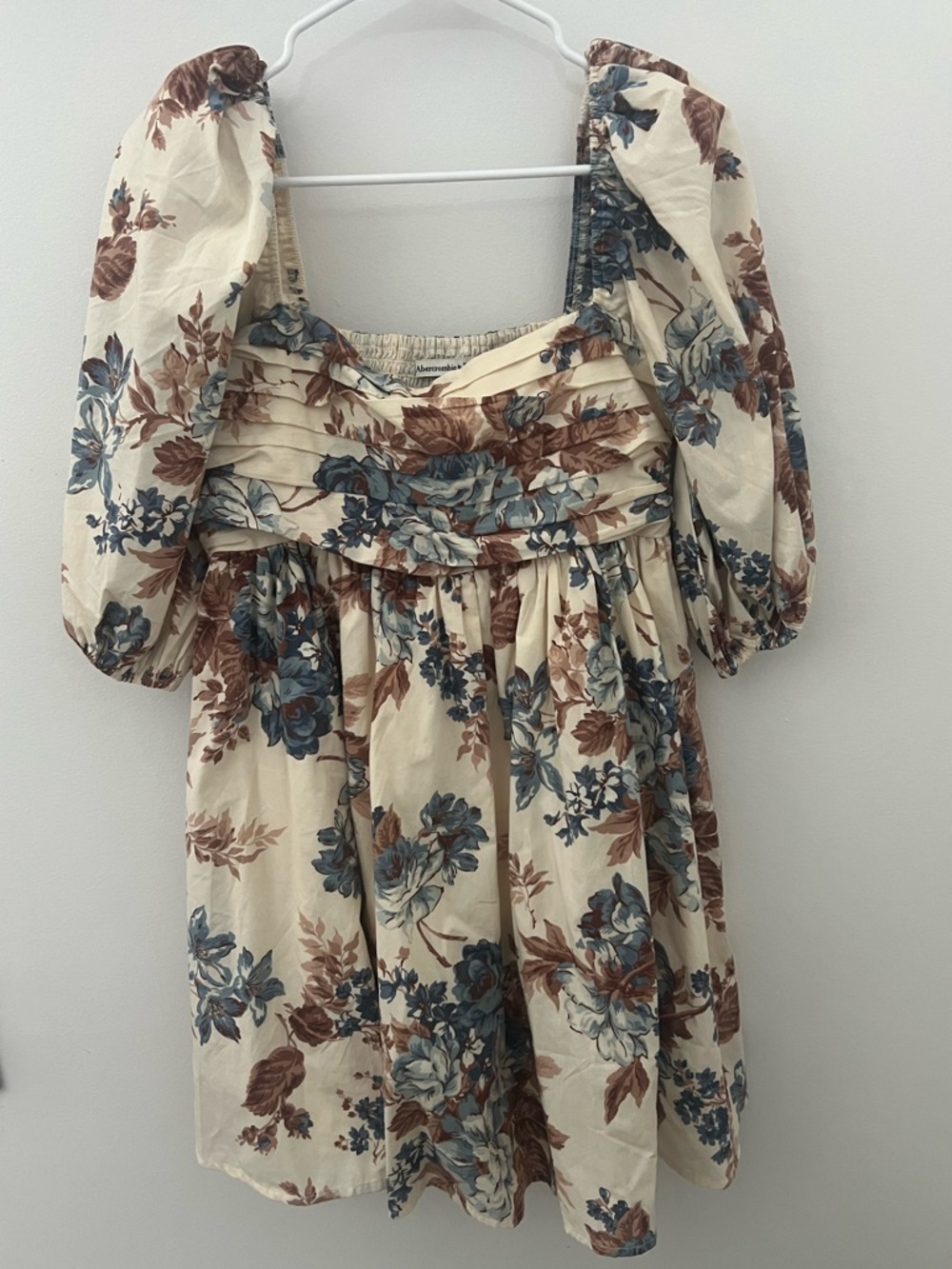 Abercrombie & Fitch Cream, Blue & Brown Floral Smocked Dress